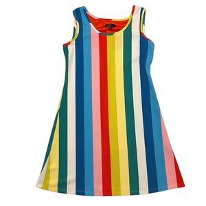 Ronni Nicole Sleeveless Dress Multicolor Striped Textured Waffle Fabric Size Med